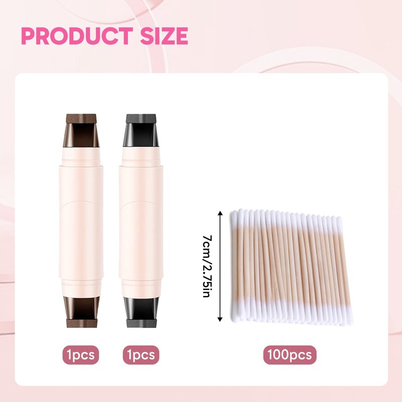 Hubaltuye 2PCS Rotating Eyeliner Stamp Pen, With 100 Dual-Ended Cotton Swabs, Waterproof, Smudge-Proof Wing Eyeliner Stamp, Easy to Create Exquisite Makeup, Ideal For Beginners & Daily Use