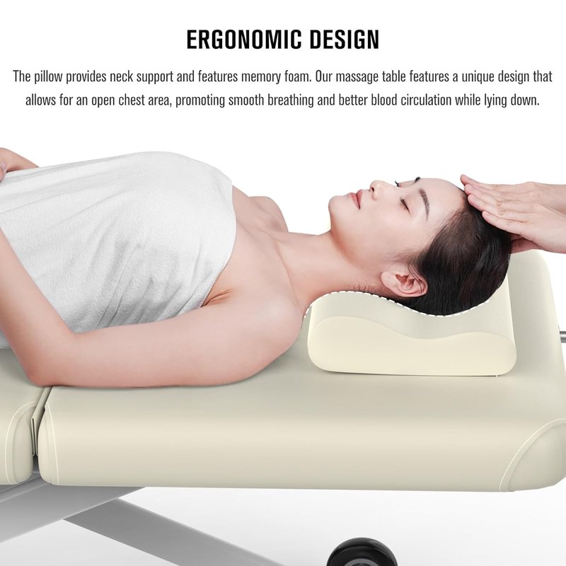 Skiennix Heavy Duty Electric Massage Table - Adjustable 2 Motor Lift & Backrest | 31.2" Wide x 75" Long, Beige Gray