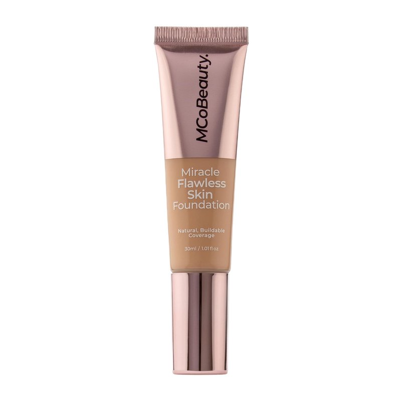 MCoBeauty Miracle Flawless Skin Liquid Foundation Nude Beige - Buildable Medium Coverage Dewy Finish for All Skin Types - Hyaluronic Acid Coconut Water Rose Water Hydrating Face Makeup Vegan - 1 Fl Oz