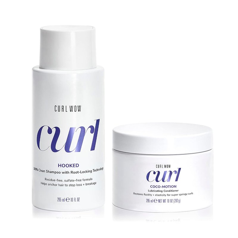 Color Wow Curly Hair Wash Day Duo - 100% Clean Shampoo with Root-Locking Technology & COCO-MOTION Conditioner