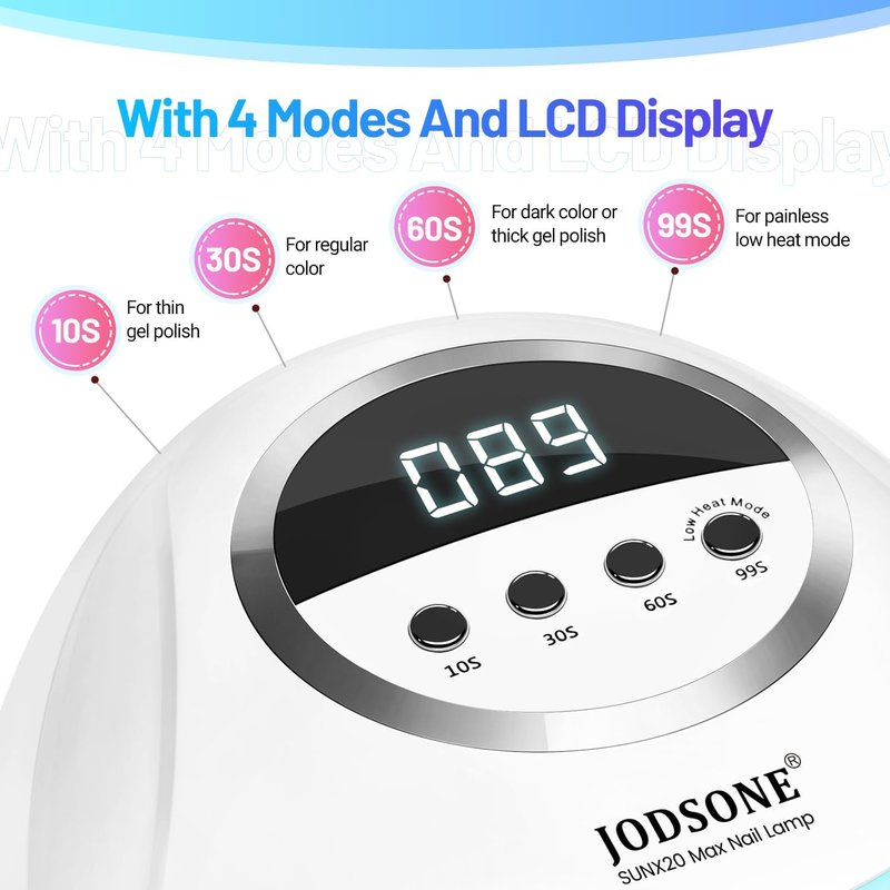 JODSONE UV LED Nail Lamp - 320W Gel Nail Dryer with 72 Light Beads & Automatic Sensor | 4 Timers
