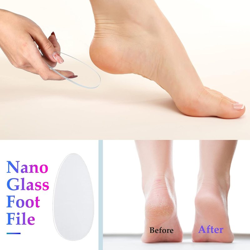 6 Pcs Glass Nail File Set - Manicure & Pedicure Tools for Smooth Nails | Blue & Purple