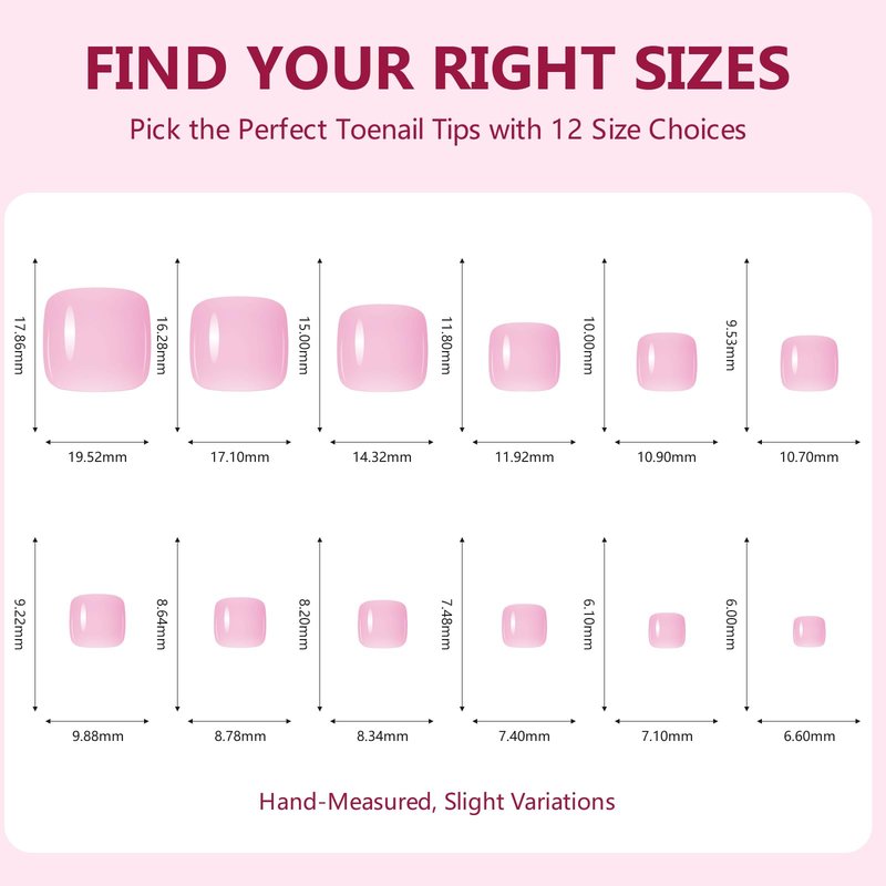 Makartt Press on Nails: Short Glossy Pink Toenail Kit with Glue, 24PCS Natural Fit for Women, Includes Adhesive Tabs, Stick, and File, Pedicure Set for Home Salon
