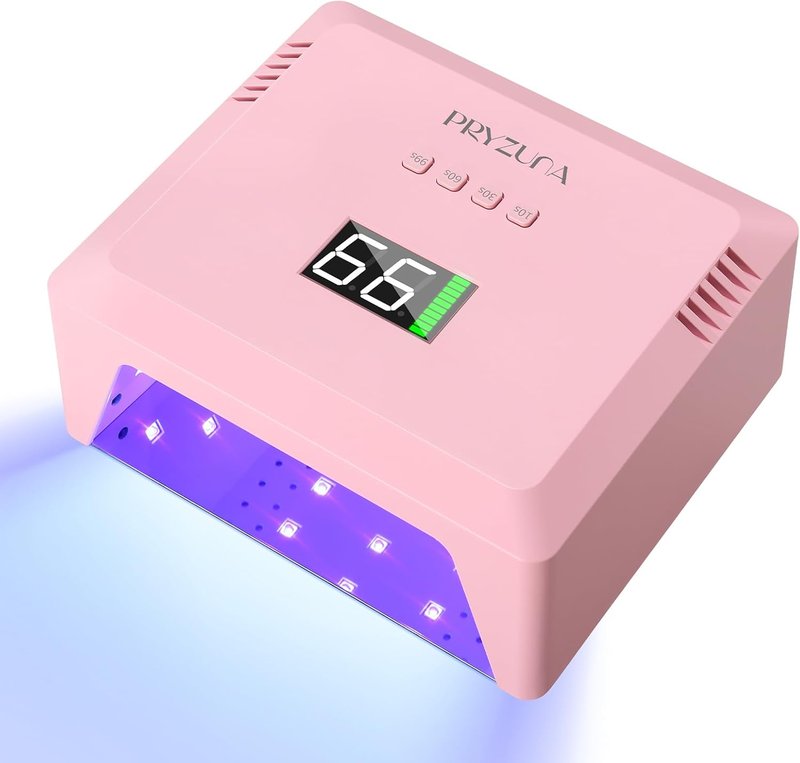 Skiennix Cordless UV LED Nail Lamp - 72W Fast Curing Gel Nail Dryer with Auto Sensor & 4 Timers | Rechargeable Pink Design