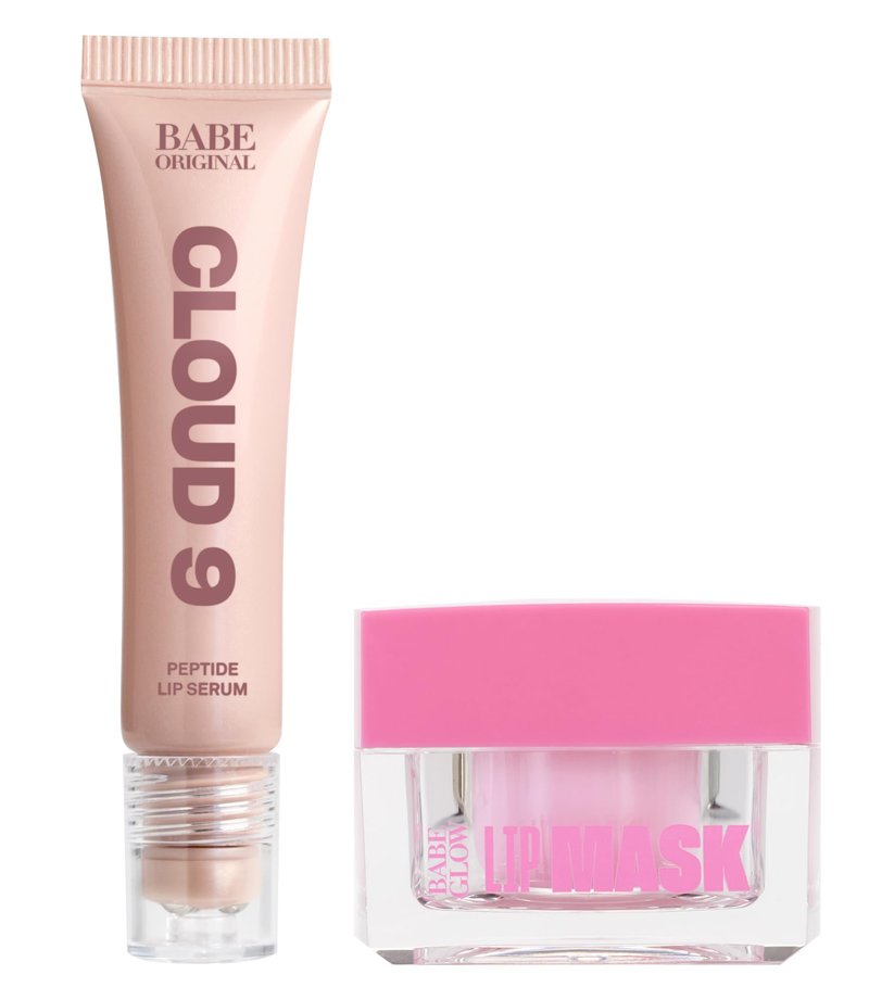 BABE ORIGINAL Cloud 9 Peptide Lip Serum and Babe Lip Mask Daily Lip Treatment with Cloudberry Oil, Hyaluronic Acid for Dryness & Fine Lines | Smoothing & Hydrating Lip Moisturizer Bundle