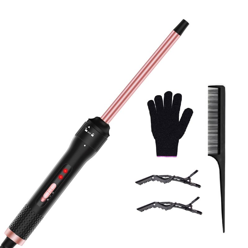 Professional 1/2 Inch Curling Iron, Tiny Curling Wand for Short & Long Hair, Ceramic Small Curling Iron Wand with 2 Temperature, Include Heat Protective Glove, Holiday Birthday Gifts for Women Girl