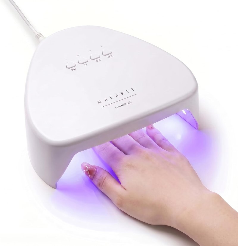 Makartt UV Nail Lamp - 41mW/cm² Gel Polish Dryer with 18 LED Beads & Auto Sensor | White Triangular Design