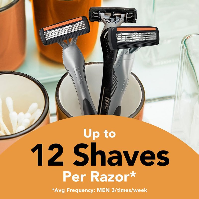 BIC Flex 4 Sensitive Disposable Razors For Men, For a Smooth, Ultra-Close and Comfortable Shave, 10 Piece Disposable Razor Set with 4 Blades