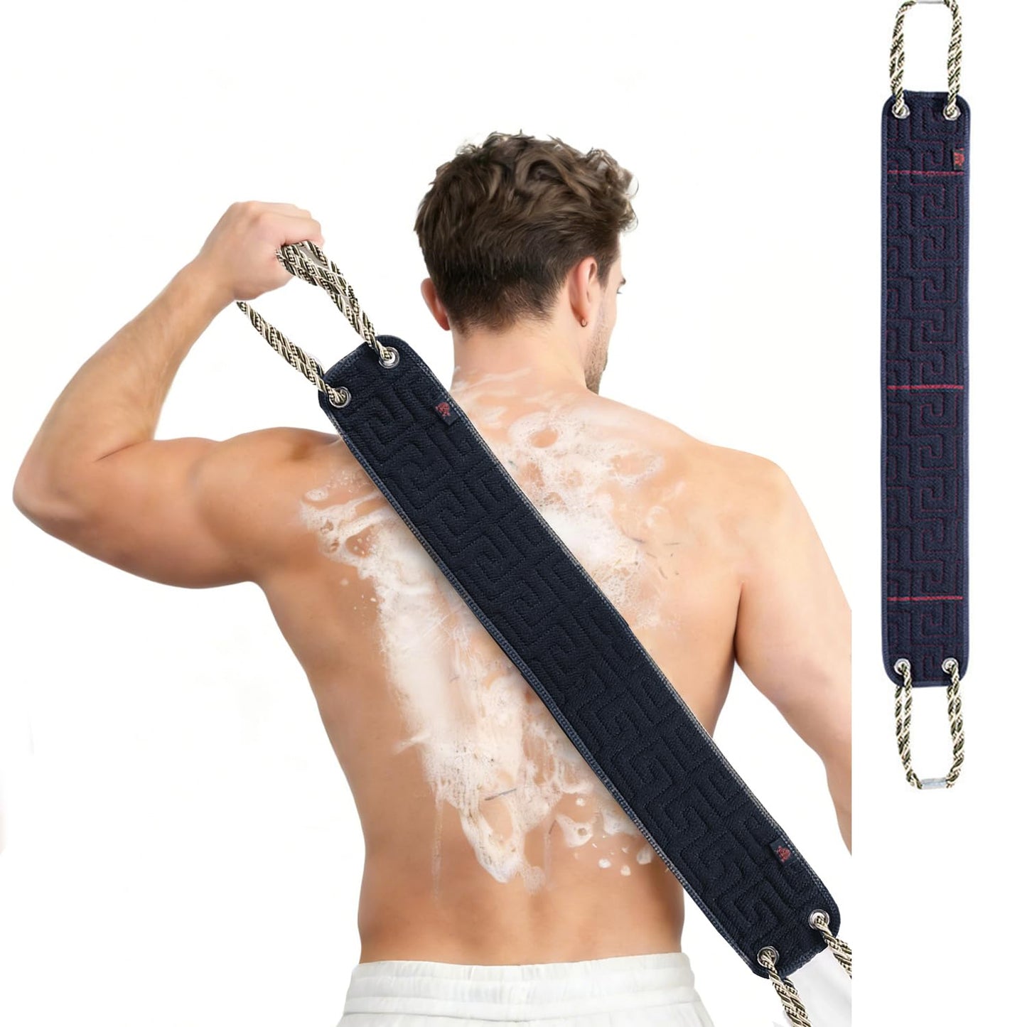 Back Scrubber with Handles for Shower, 38 Inches Dual-Sided Exfoliating Body Scrubber for Men Women, Back Washer for Shower, Back Exfoliator for Deep Clean, Back Cleaner Bath Scrubber for Body