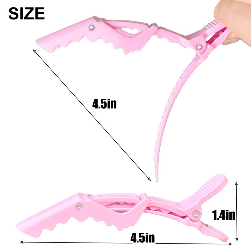 Alligator Hair Clips - 30 Pcs Thick Hair Styling Clips with Wide Teeth & Double-Hinged Design | Pink