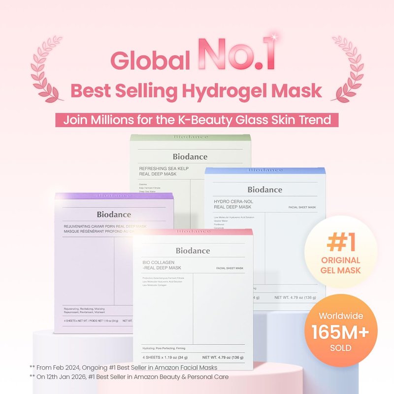 Collagen Pink Glow Trio - Deep Mask, Toner Pads & Peptide Serum for Hydrated, Firm Skin | Korean Skin Care Set