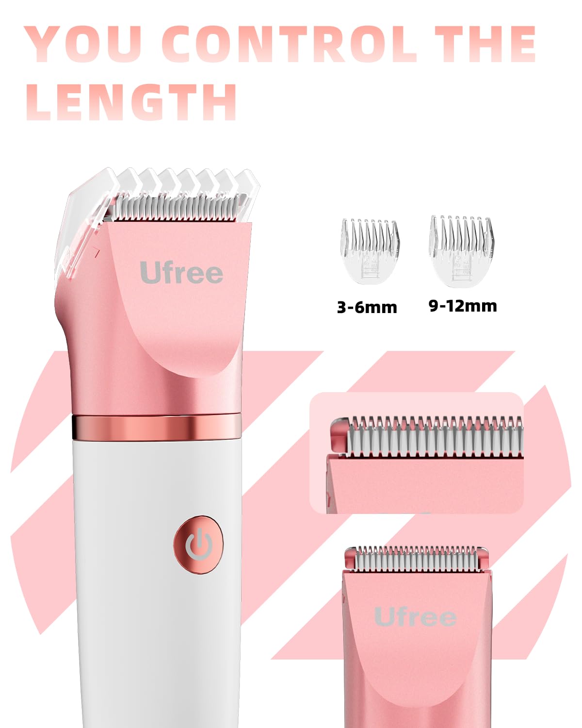 Ufree Bikini Trimmer Electric Razors for Women, Ceramic Blade Body Hair Trimmer, IPX7 Waterproof Rechargeable Lady Shaver, Personal Groomer for Legs & Pubic Hair, Gifts for Women, Black