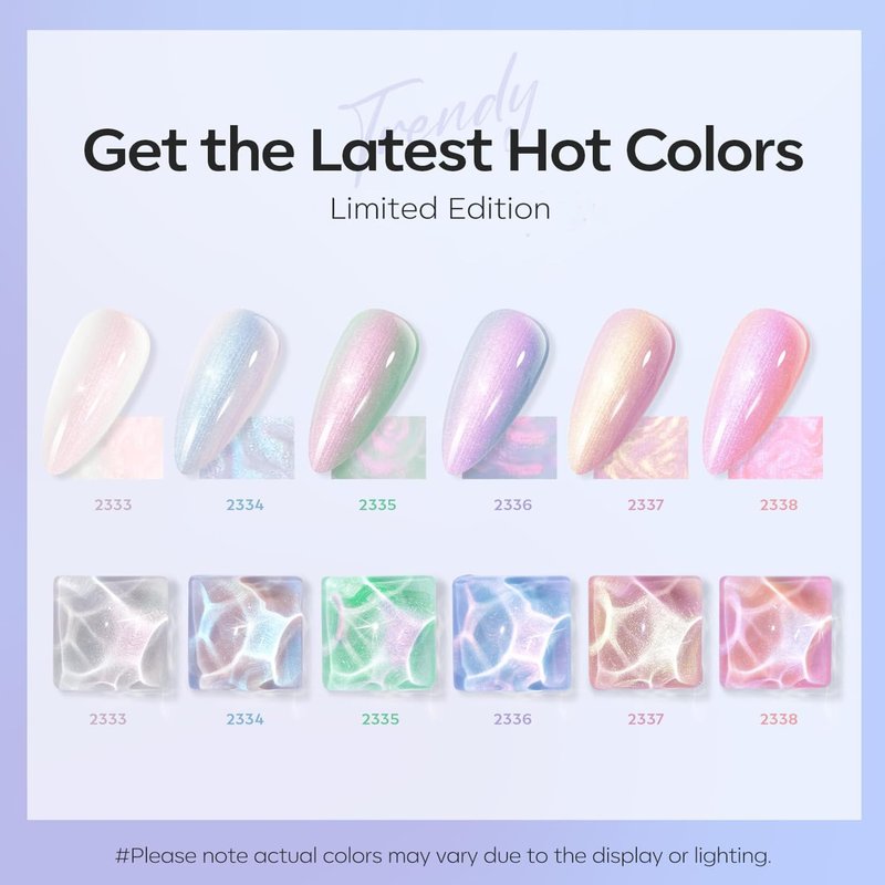 modelones Pearl Gel Nail Polish Set, 6 Colors 2026 Spring Summer Aurora Iridescent Shimmer White Pink Purple Blue Mermaid Nail Glitter Gel Polish LED Swirl Shell Effect with Dotting Pen DIY Gift