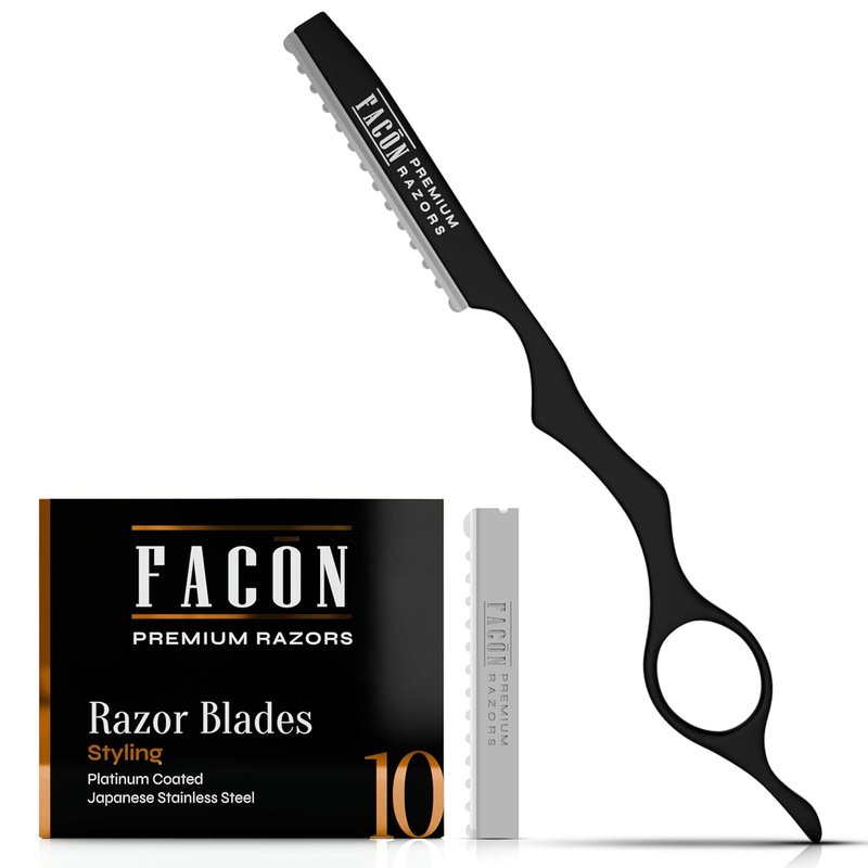 Facón Hair Razors - Professional Styling Razor Kit with 11 Stainless Steel Blades | Ideal for Salon & Home Use