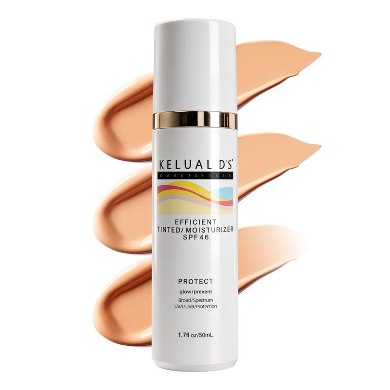 KELUAL DS Tinted Moisturizer,Anti-Aging Tinted Face Moisturizer SPF 46 | Broad Spectrum SPF Protection, Hydrating Dewy Universal Tinted Moisturizer, 1.7oz/50ml
