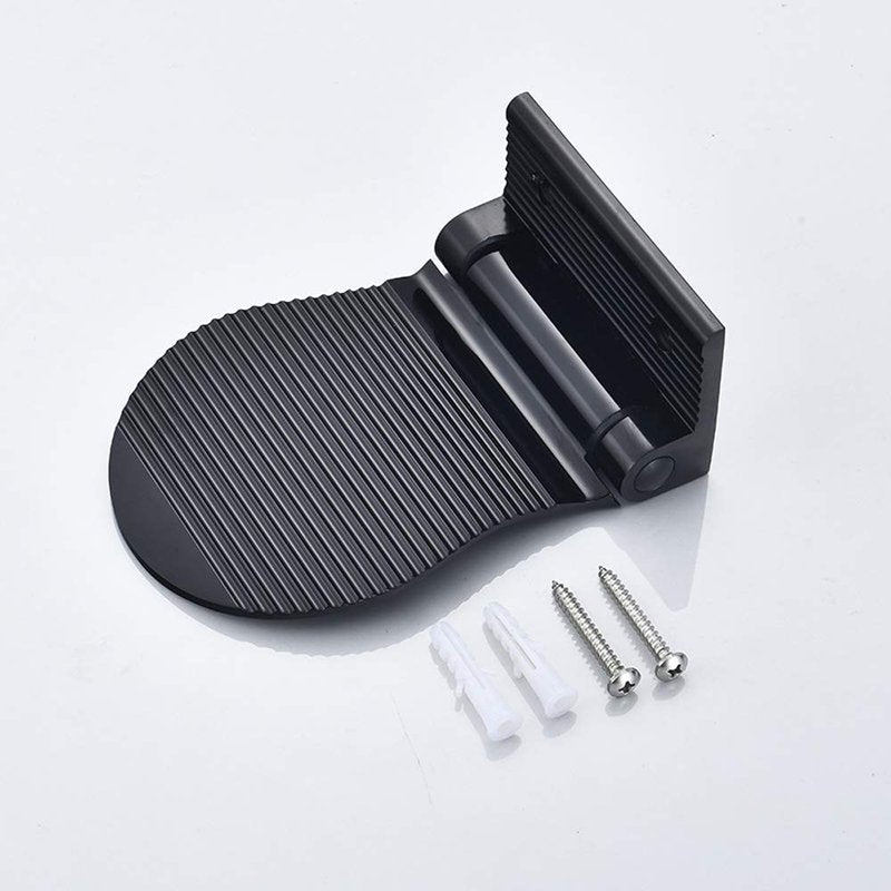 MDPLY Shower Foot Rest for Shaving, Wall Mounted Folding Foot Stand for Bathroom, Black Metal
