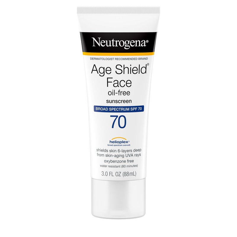 Neutrogena Age Shield Face Oil-Free Sunscreen Lotion with Broad Spectrum SPF 70, Non-Comedogenic Moisturizing Sunscreen to Help Prevent Signs of Aging, PABA-Free, 3 fl. oz.