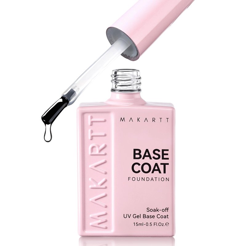 Makartt Gel Base Coat: 15ml Upgraded Formula Base Coat Gel Nail Polish Long Lasting Clear Gel Polish Soak Off UV LED Lamp Needed for Home DIY Gift Women