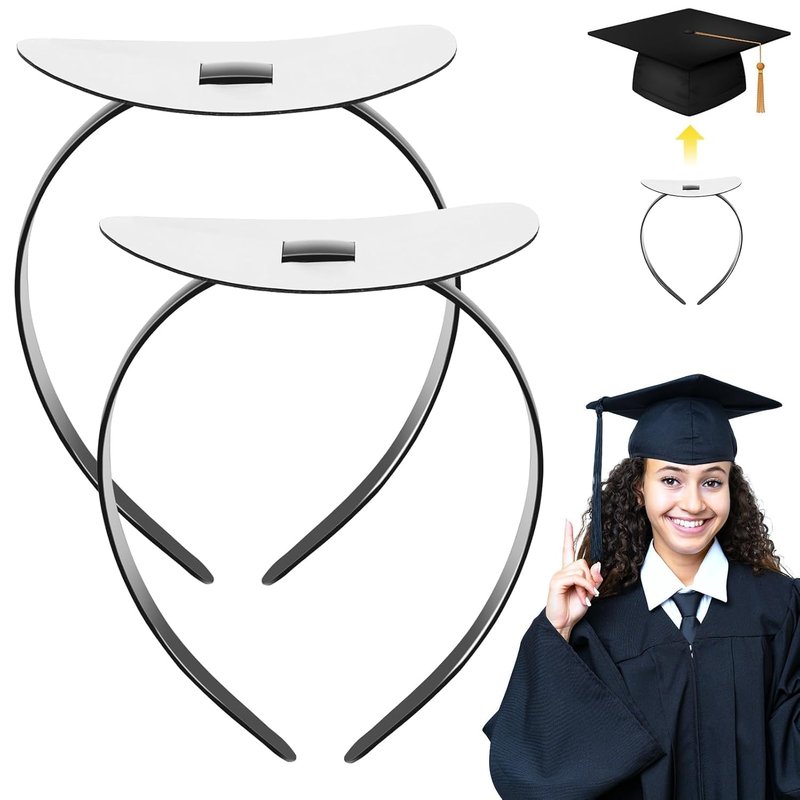 Graduation Cap Headband Set - 2 PCS Adhesive Felt Hair Bands for Graduates | Perfect Hat Accessories