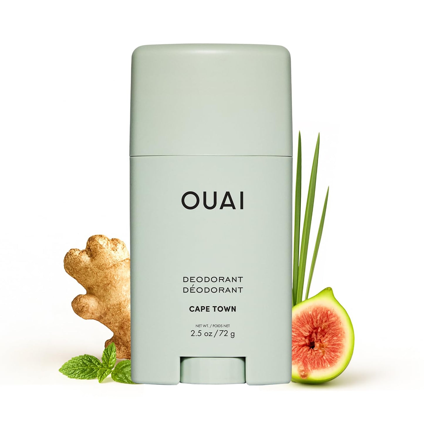 OUAI Aluminum Free Deodorant - Women's Deodorant with 24-Hour Odor Control & Invisible Application - Enriched with Notes of Wet Grass, Ginger, Basil & Green Fig - Cape Town (2.5 oz)