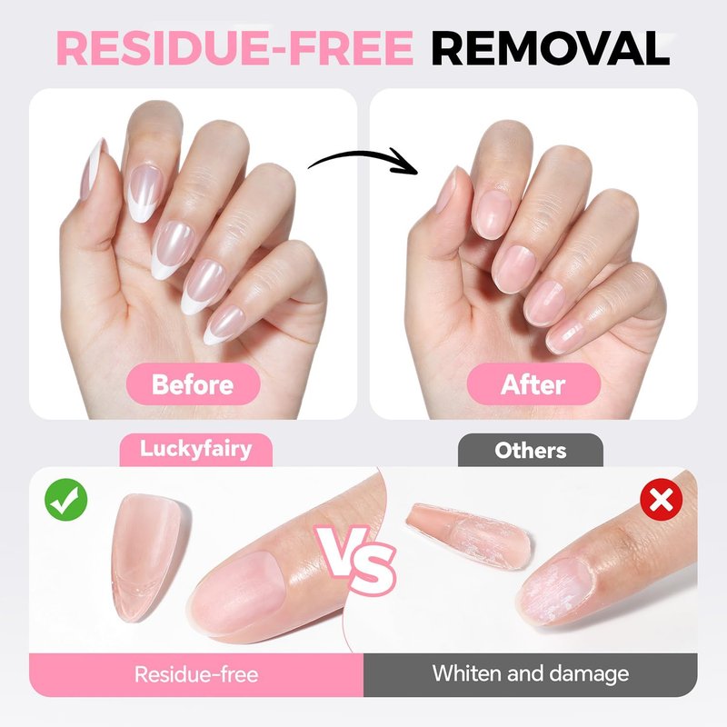 Luckyfairy Nail Glue for Press-Ons - Quick Dry, Super Strong, Non-Acetone Remover | 15g Glue, 10ml Remover