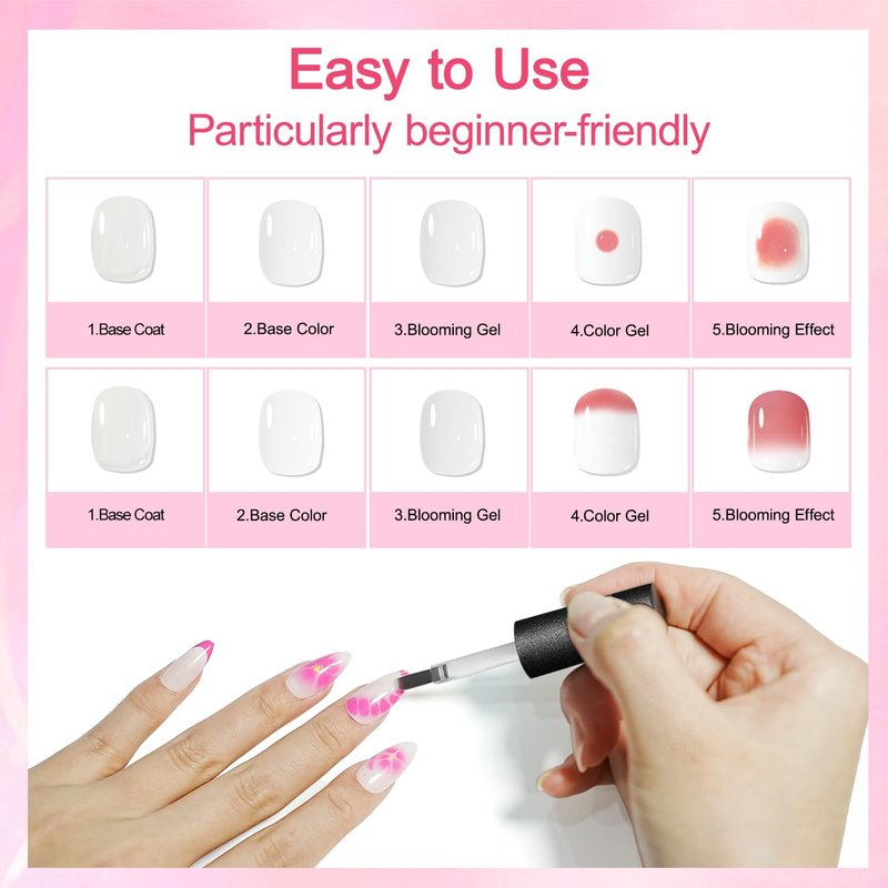 JODSONE 16.5ml Clear Blooming Gel Nail Polish for Spreading Effect Marble Natural Stone Watercolor Floral Print Nail Painting and Can Be Easily Used Suitable for DIY Nail Art