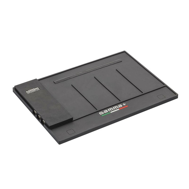 GAMMA+ Professional Barber Appliance Magnetic Mat and Station Organizer, Anti-Slip, Durable Heat Resistant Silicone, Hair Styling Tools, Black