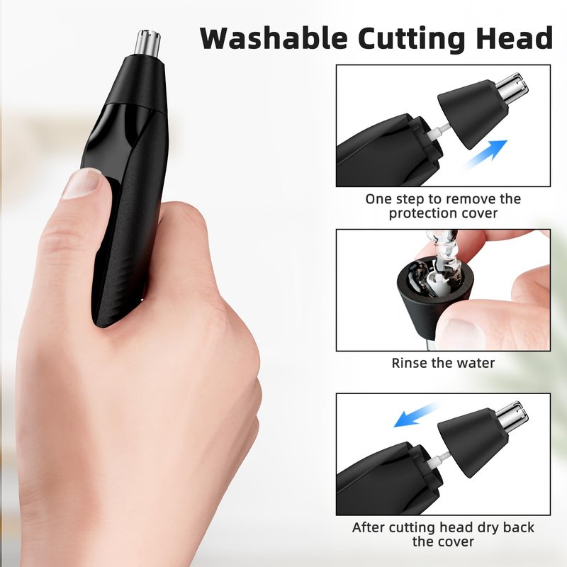 Ear and Nose Hair Trimmer for Men Women, Eyebrow and Facial Hair Trimmer with Powerful Motor and Dual-Edge Blades Rechargeable Painless