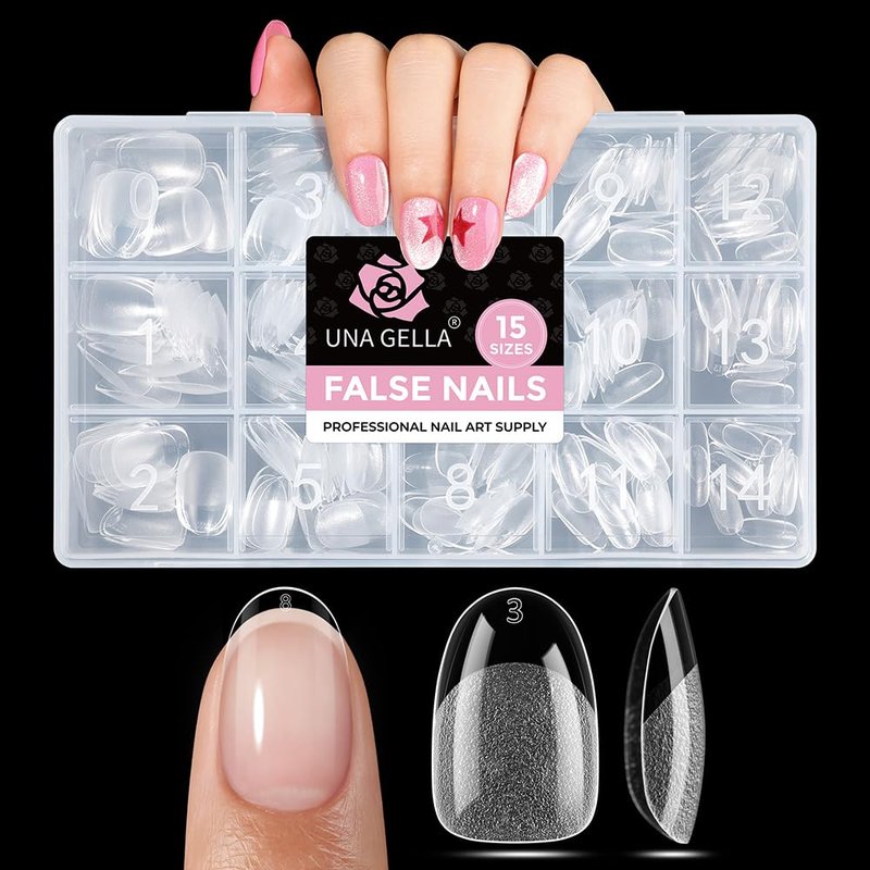 Oval Gel Nail Tips - 300PCS Pre-Etched Clear Acrylic | Short Almond Press-On Nails for Easy DIY Salon Use