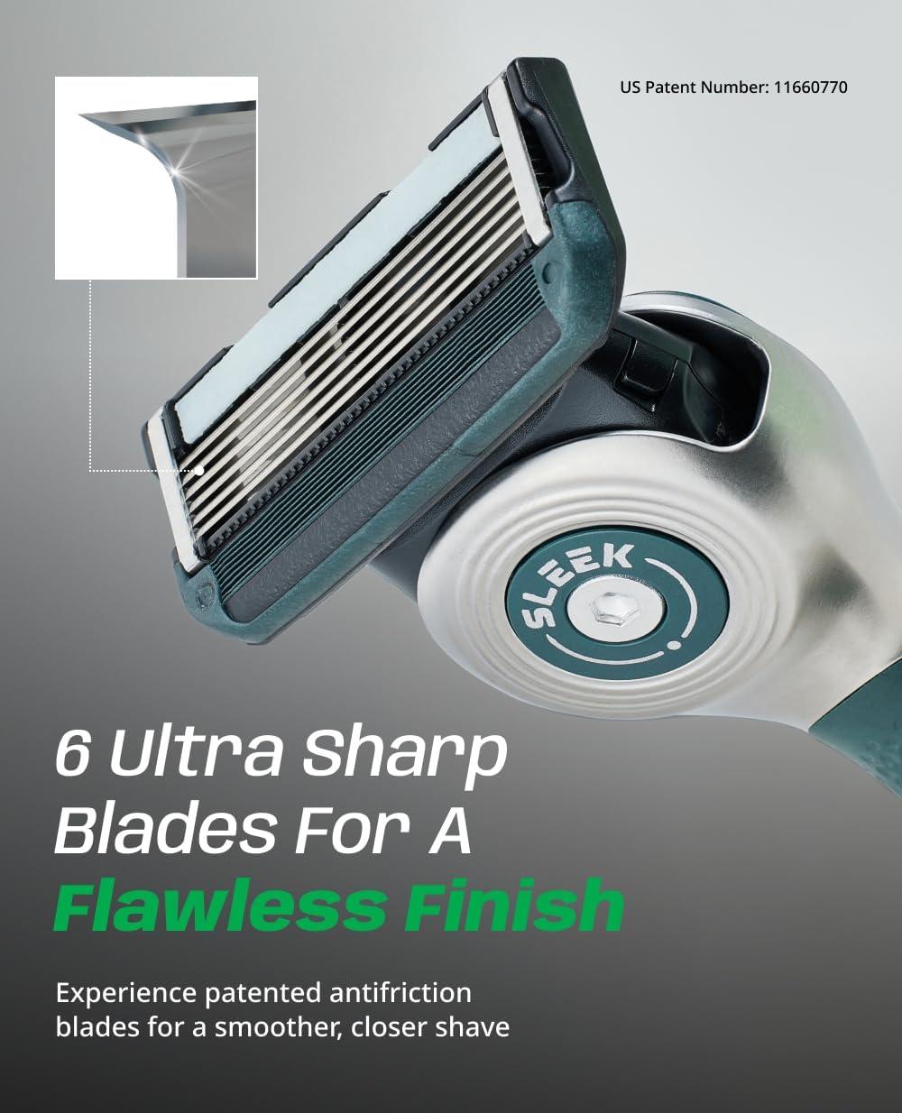 DORCO SLEEK 6 Blade Razor for Men with Multi-Flex Technology for a Smooth & Comfortable Shave | Cartridge Razor for Men, Razor Handle with Stand + 5 Cartridges