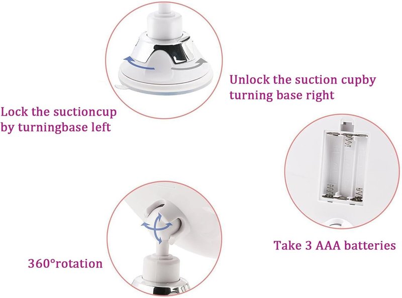 Auxmir 30X Magnifying Makeup Mirror with Light - Portable Suction Cup & 360° Swivel Design for Home & Travel