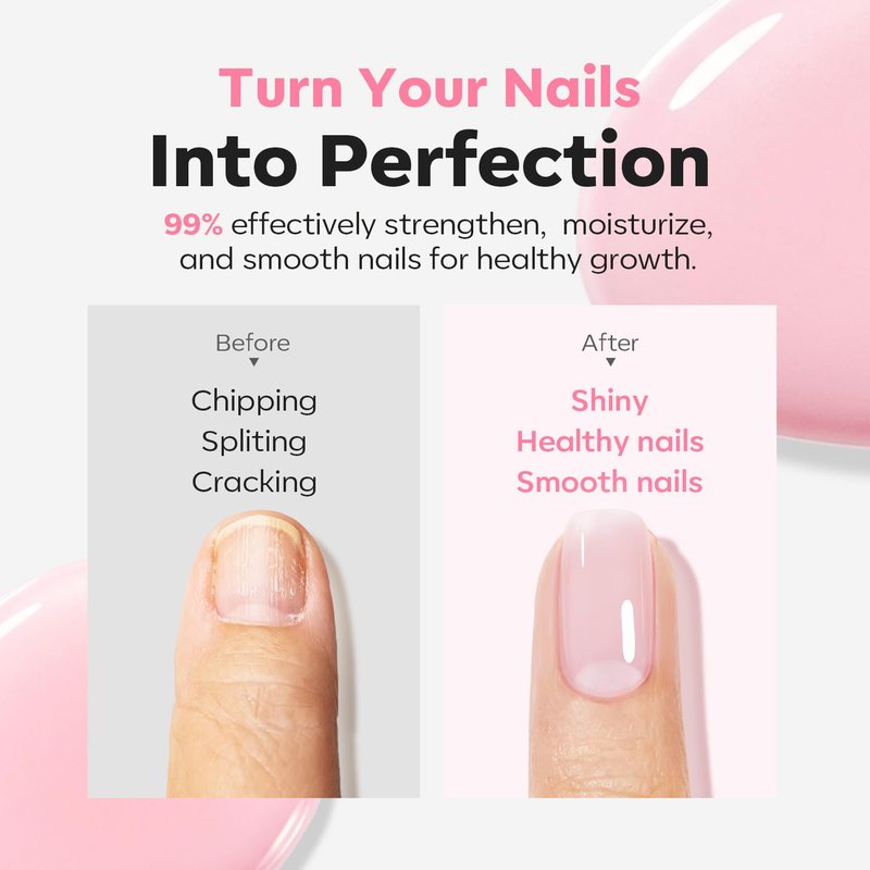 Modelones Nail Strengthener Jelly | Extra Strong Pink & Purple Nail Polish for Damaged Nails