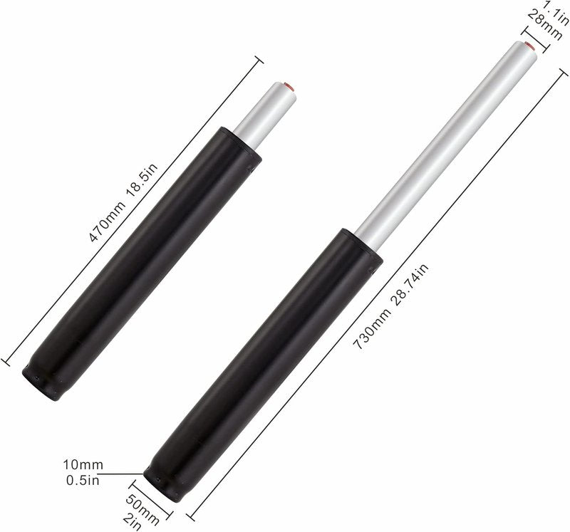 Skiennix Hydraulic Gas Lift Cylinder - Adjustable Height 18.5'' to 28.74'' - Universal Replacement for Stool Chairs - Smooth & Noiseless (Black)