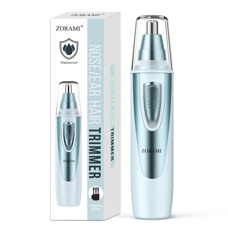 Ear and Nose Hair Trimmer Clipper - 2026 Professional Painless Eyebrow & Facial Hair Trimmer for Men Women, Battery-Operated Trimmer with IPX7 Waterproof, Dual Edge Blades for Easy Cleansing Blue