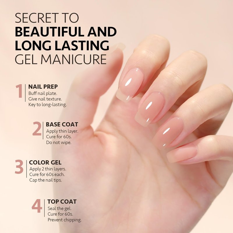 GAOY Jelly Nude Gel Nail Polish - Sheer Peach Translucent Formula | 16ml UV Cure for DIY Nail Art