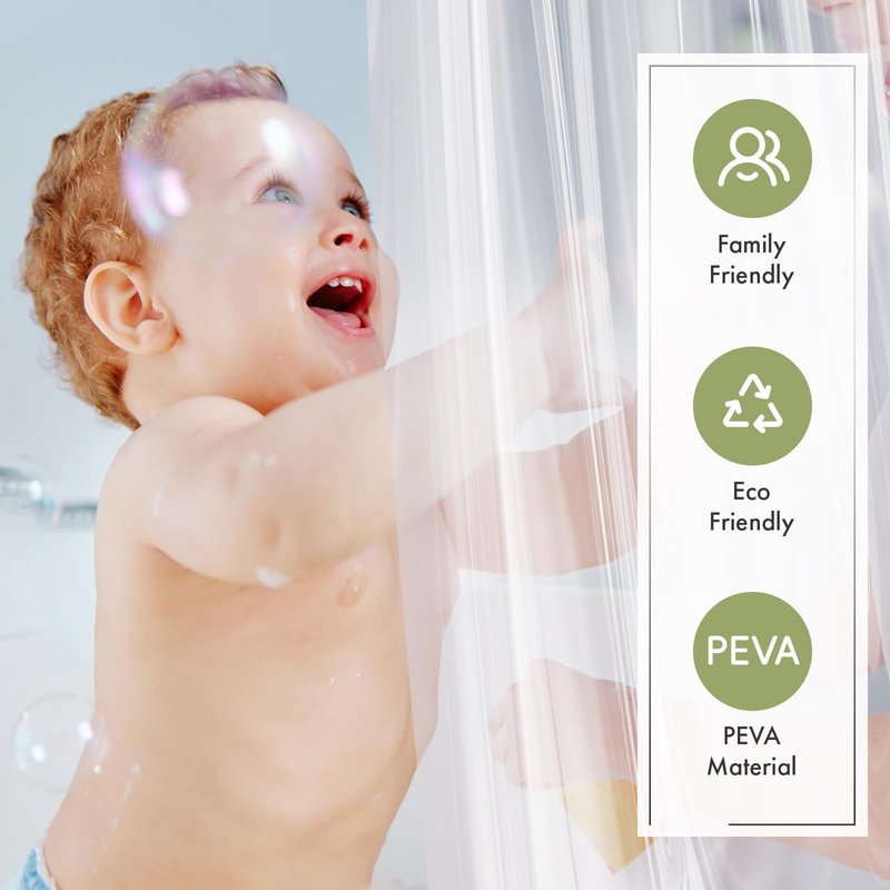Amazer Extra Long Shower Curtain Liner 72 x 84 Clear Shower Liner Medium Weight PEVA Waterproof Inside Shower Curtains for Bathroom with 3 Magnets and Rustproof Grommets