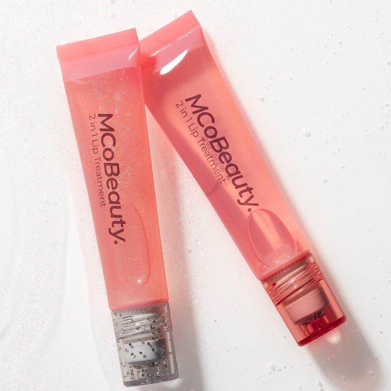 MCoBeauty Glow and Treat 2-in-1 Lip Treatment Berry - Tinted Lip Oil with Squalane Roller Ball Applicator - Glossy Moisturizing Lip Balm Gloss for Dry Lips - Vegan Cruelty Free Lip Care - 10ml