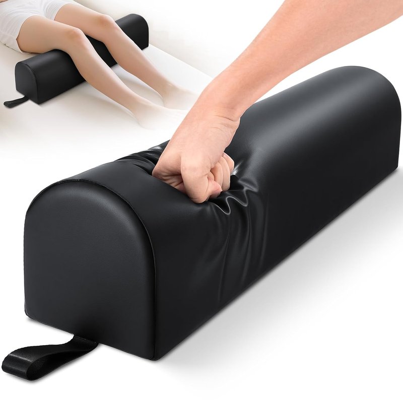 Noverlife 3/4 Round Massage Table Bolster Pillow - PU Leather Support Pad for Pain Relief | 26 x 6 x 6 in, Black