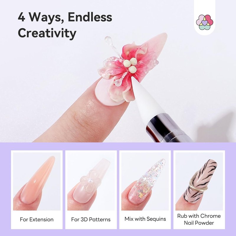 SAVILAND Solid Builder Nail Gel Set - Non-Sticky 4 Color Gel for Nail Extensions | Clear, Nude, White, Pink