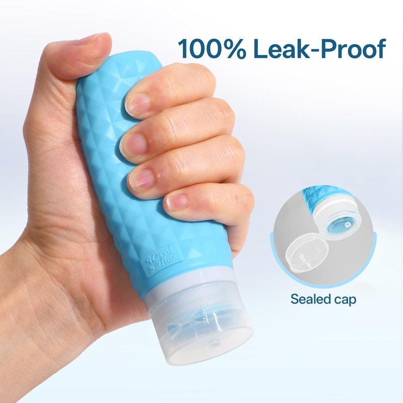 Firstfooby Travel Bottles for Toiletries, TSA Approved Travel Size Containers, Leak Proof Silicone Shampoo Bottles, Small Toiletry Containers with Clear Bag for Shampoo Conditioner Lotion