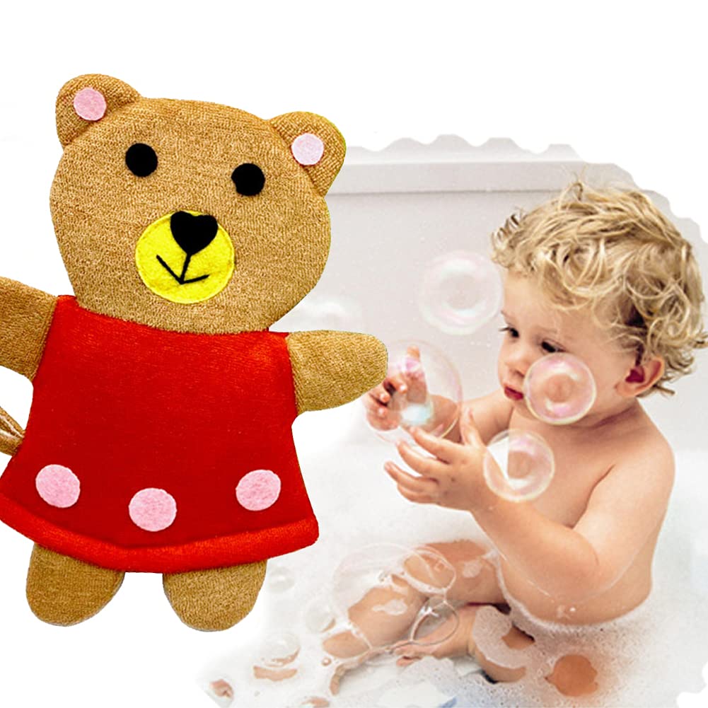 HSENCHO Bath Sponge Cute Animal Shower Bathing Mitt Loofah Soft Wash Sponge Body Scrub (3PCS)