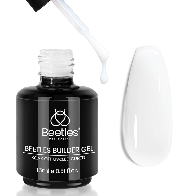 Beetles Builder Gel for Nails -0.5 oz 7 in 1 Milky White Gel,Nail Thickening Strengthening Building Apex for Beginner DIY Salon at Home,White Builder Nail Gel,UV & LED Lamp Cured Needed