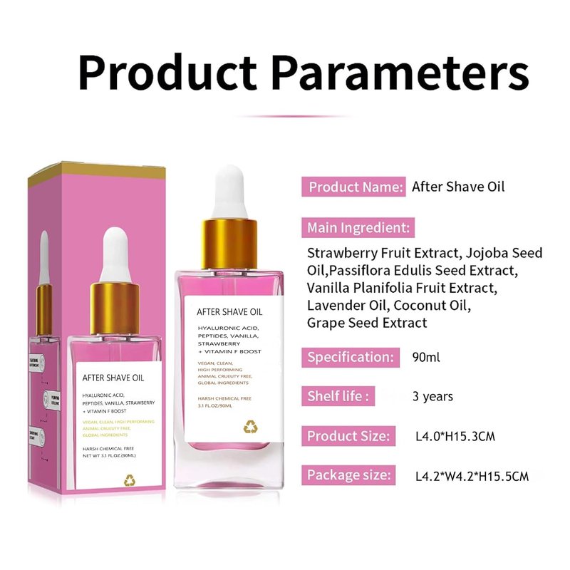 After Shave Oil for Women - Strawberry Vanilla Scent | Soothing Post-Shave Care for Smooth, Irritation-Free Skin