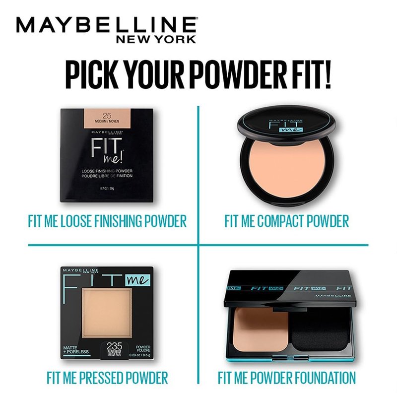 Maybelline Fit Me Matte + Poreless Pressed Face Powder - Porcelain, 1 Count | Flawless Finish & Oil Control