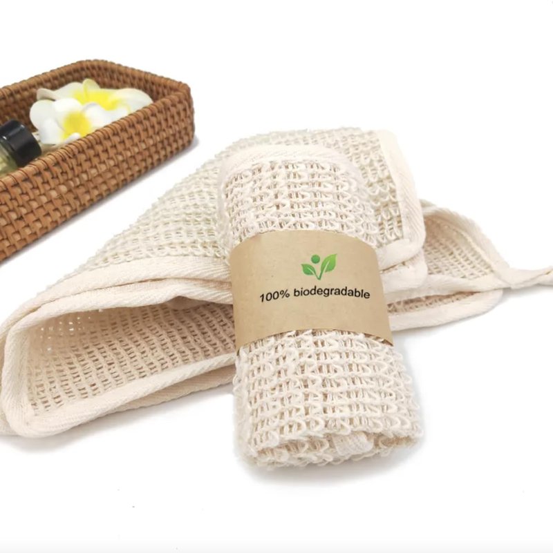 Natural Bath Body Washing Cloth, 100% Biodegradable Sisal Exfoliating Loofah Towel,