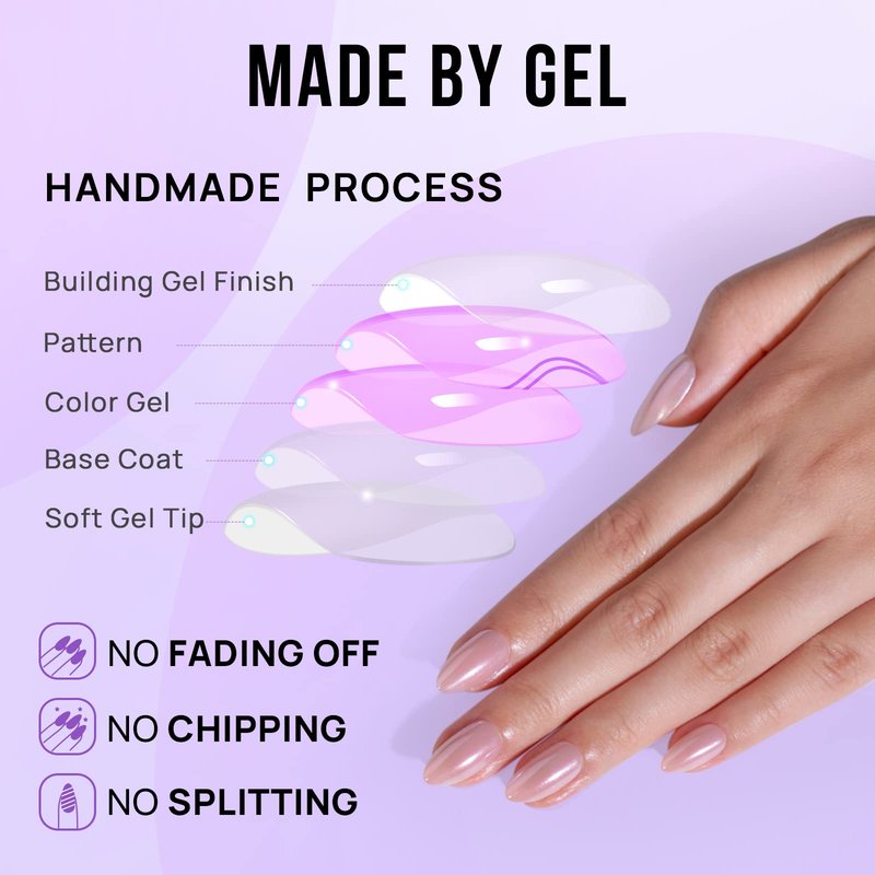 BTArtbox Press On Nails Almond - Short Nude Natural Nails Press Ons, Glue On Nails for Wedding Birthday Gift, Supremely Fit & Glossy Stick On Nails in 16 Sizes - 32 Nail Kit, Nudies