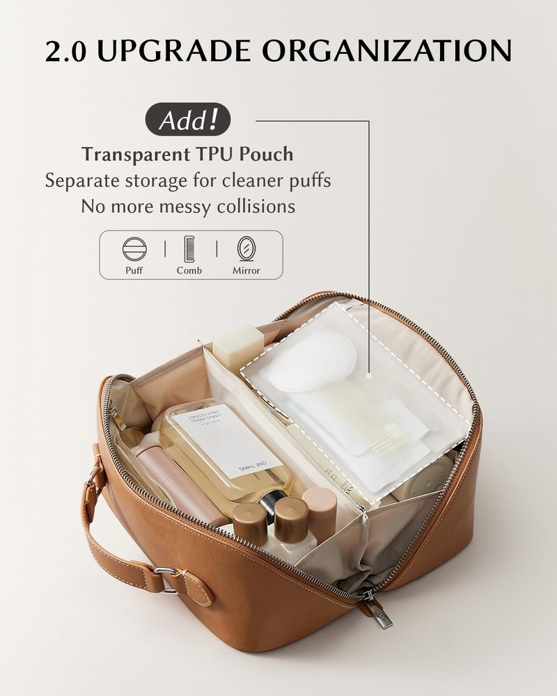 EACHY Makeup Bag, Large Capacity Provence Travel Toiletry Bag, Waterproof Cosmetic Bags for Women Large Capacity Makeup Pouch with Divider and Handle