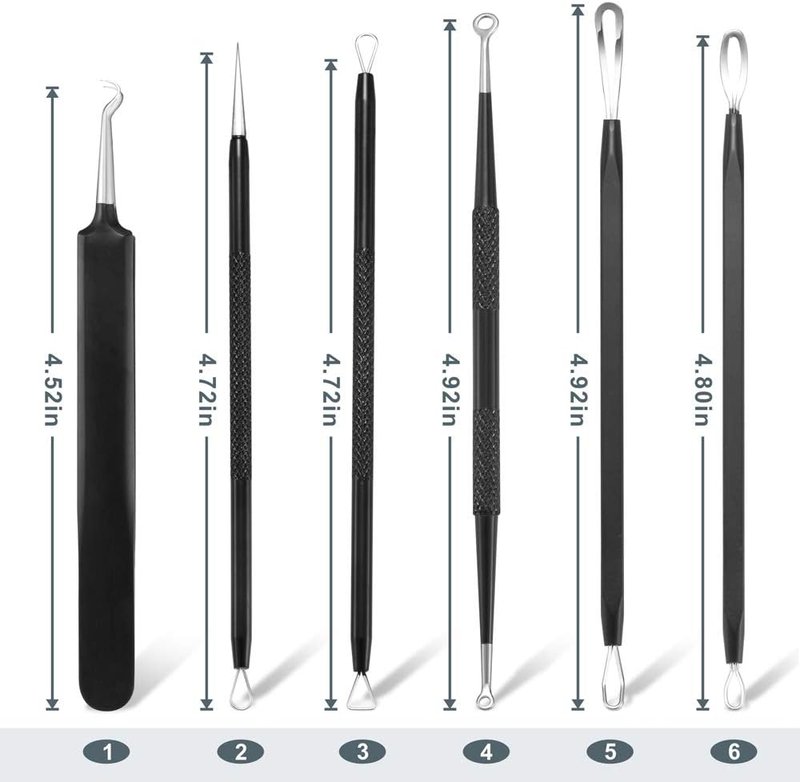 Skiennix Blackhead Remover Tool Kit - 6-Piece Professional Stainless Steel Comedone Extractors