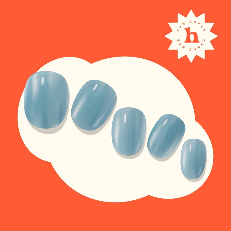 Heyhae Semi Cured Gel Nail Strips | No LED Lamp Needed | Solid, Blue | Easy Apply & Remove, Salon Quality | Includes 28 Strips, 1 Prep Pads, Nail File & Wooden stick - Hey, Slay Bestie