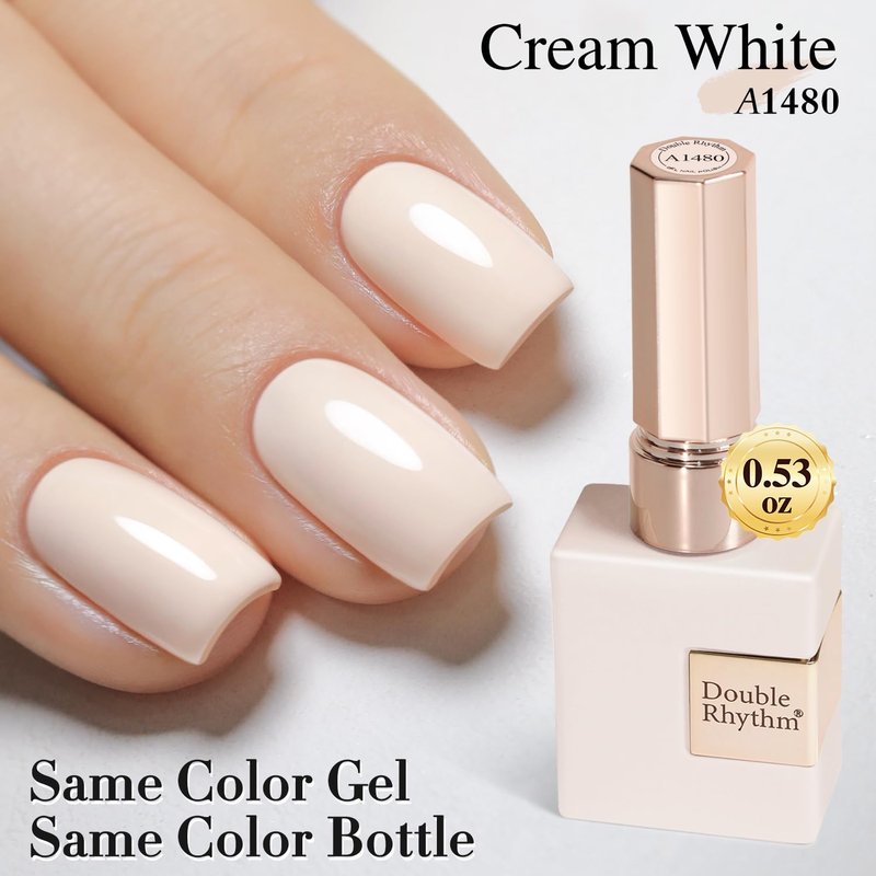 Double Rhythm 15ML Gel Polish Pure Sheer Same Color Same Bottle Soak Off Gel Polish Art Manicure Salon DIY at Home for Women (Cream White-A1480)